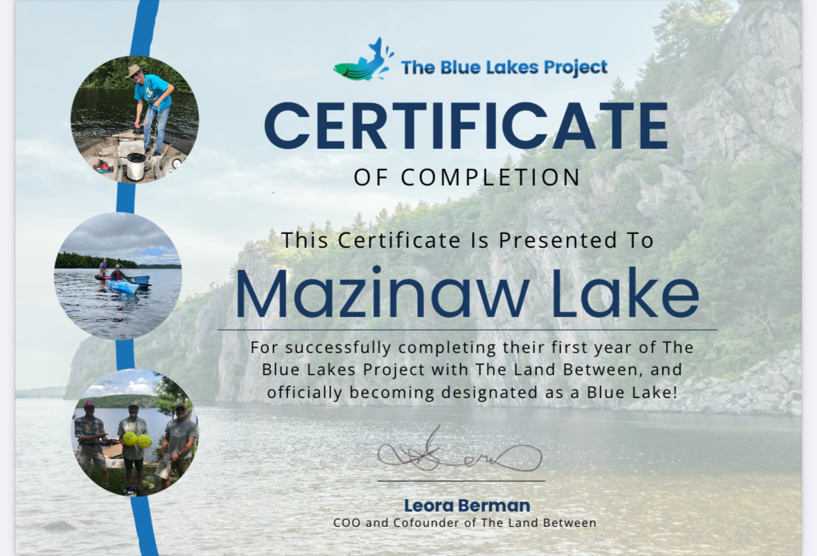 Blue Lake Certificate
